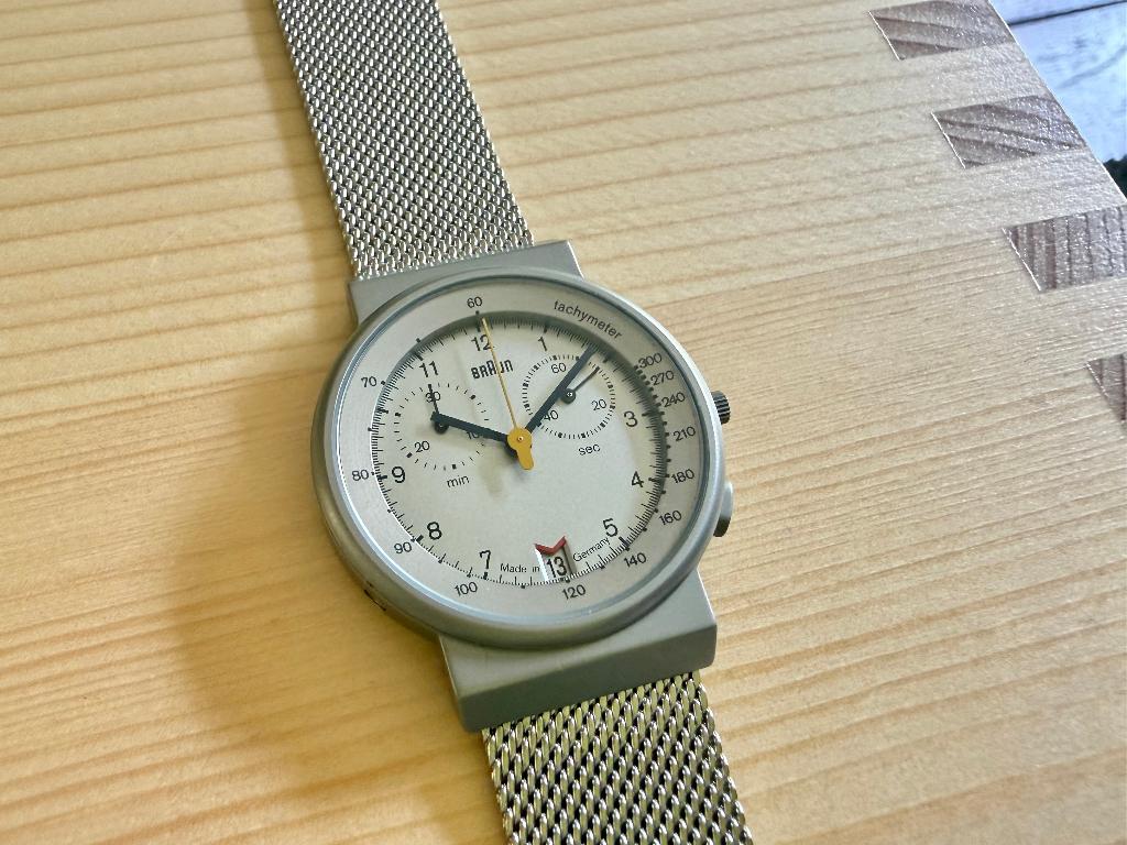 Braun AW 60 chrono horloge - Dieter Rams, Staal, Polshorloge, Zo goed als nieuw, Ophalen