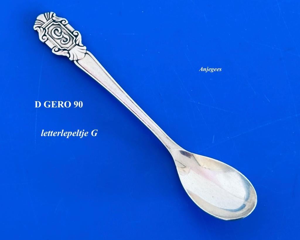 D Gero 90 Letter G Verzilverd Lepeltjes Verzamelen, Ophalen, Gebruikt, Verzilverd, Metaal
