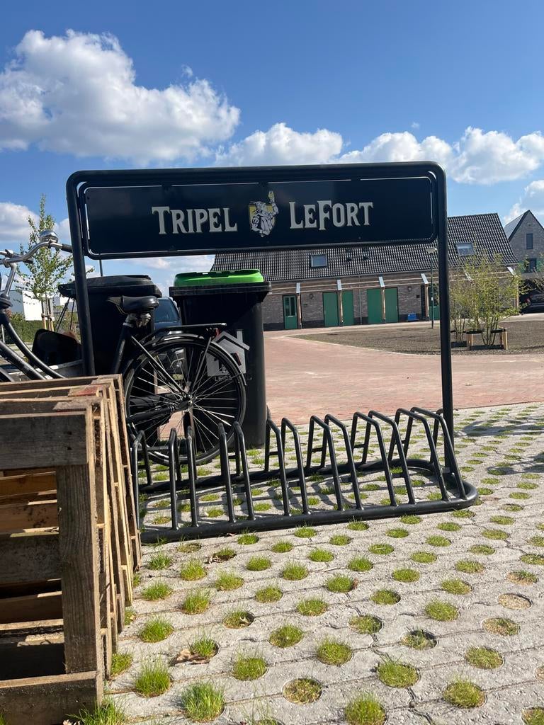 Robuust fietsenrek met reclamebord - Tripel LeFort, Ophalen of Verzenden, Gebruikt