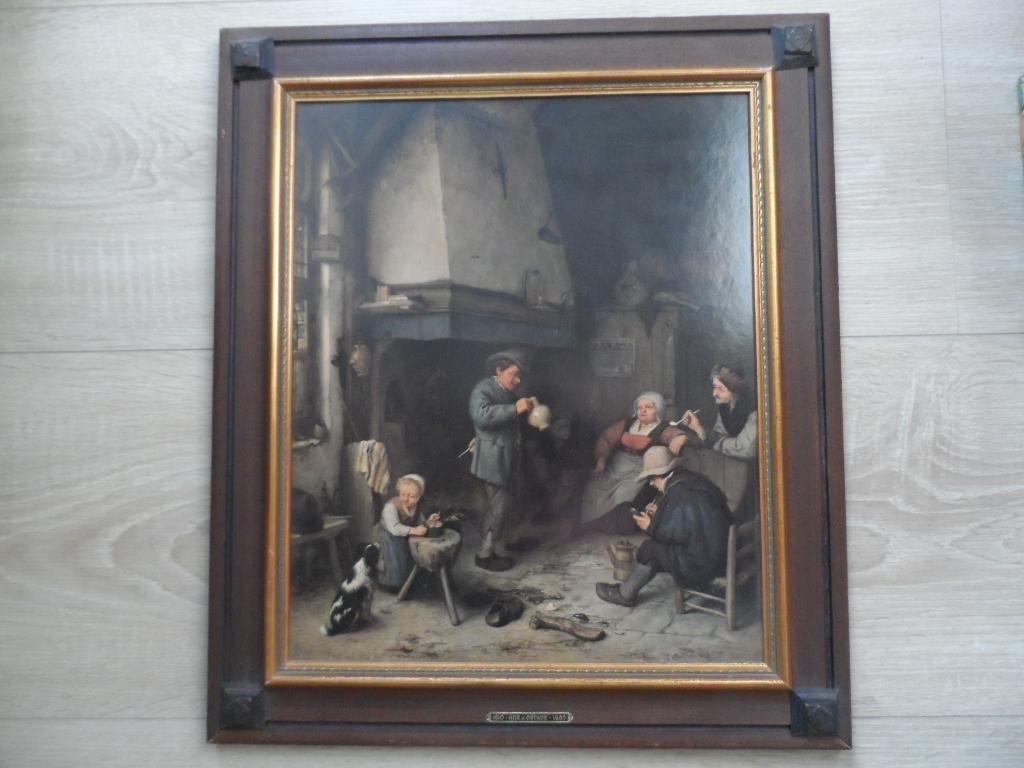 Schilderij van Boerengezelschap binnenhuis, Ophalen of Verzenden