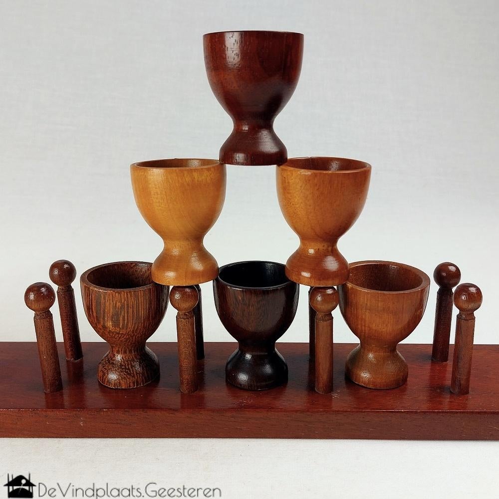 Eierdopjesrek tropische houtsoorten, Antiek en Kunst, Ophalen of Verzenden