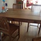 Koloniale stijl teakhouten eettafel met 4stoelen, Huis en Inrichting, Tafels | Eettafels, Ophalen, Gebruikt, Teakhout, 50 tot 100 cm