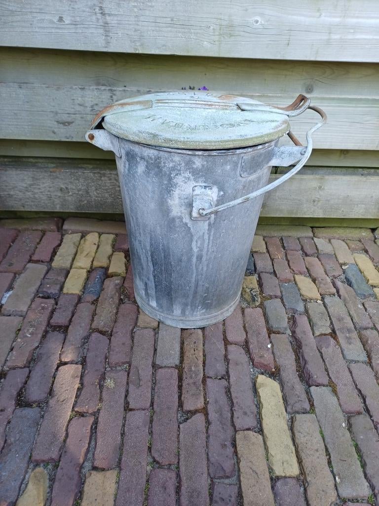 Zinken vuilnisbak, Huis en Inrichting, Woonaccessoires | Prullenbakken, Ophalen, Metaal, Minder dan 50 cm