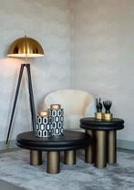 Salontafel Macaron Black/Gold van Richmond Interiors (groot), Ophalen, 50 tot 100 cm, Rond, Zo goed als nieuw