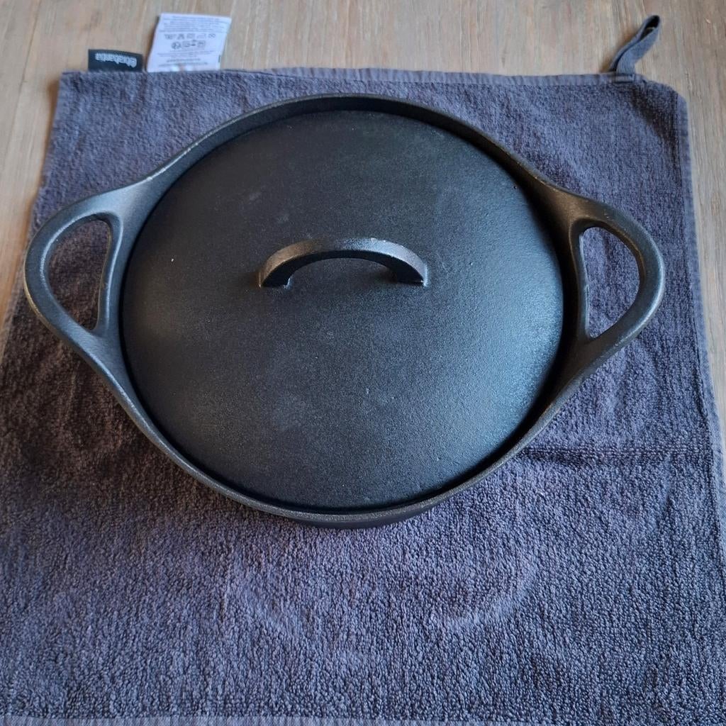 Gietijzeren Hackman 25 Dutch Oven Braadpan, Gietijzer, Ophalen of Verzenden, Zo goed als nieuw, Keramische plaat