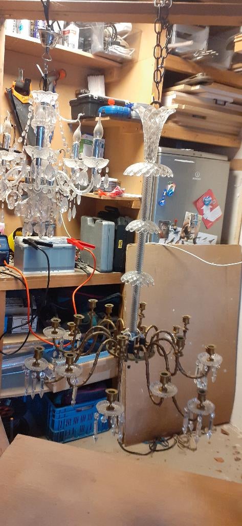 Antieke kristallen Franse kroonluchter 19e eeuw, Huis en Inrichting, Lampen | Kroonluchters, Ophalen, Gebruikt, Glas, Antiek