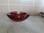 Vintage Murano glazen asbak/schaal, rood/blauw, Ophalen of Verzenden
