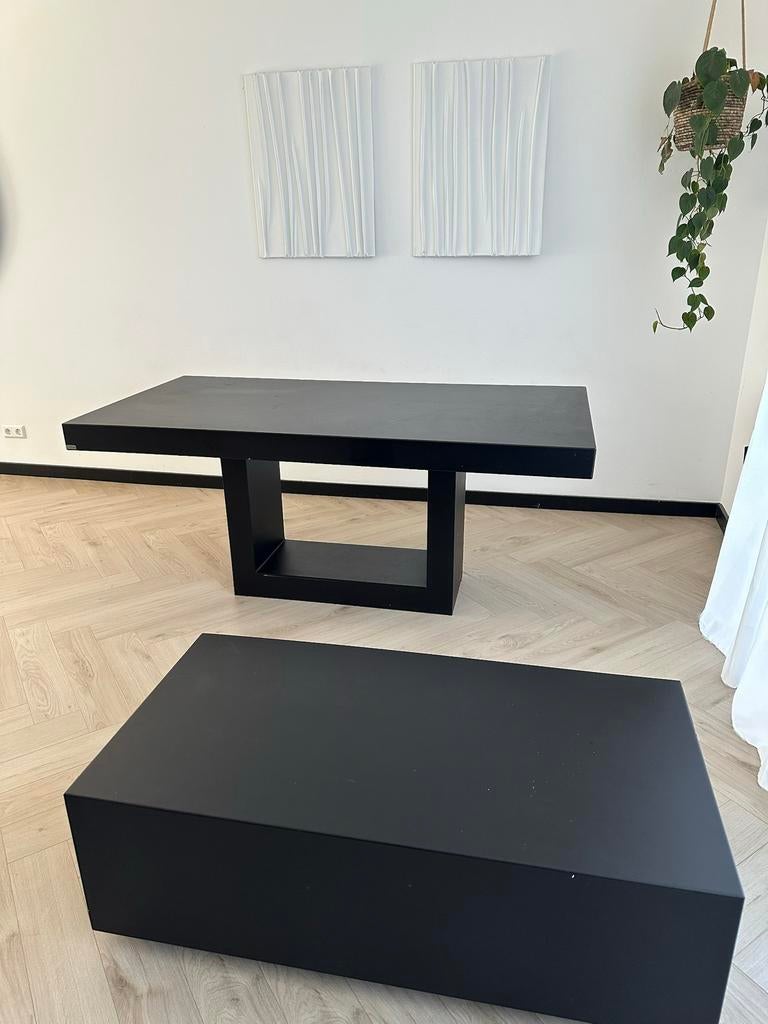 Salontafel en eettafel mat zwart, Huis en Inrichting, Tafels | Salontafels, 100 tot 150 cm, Zo goed als nieuw, Minder dan 50 cm