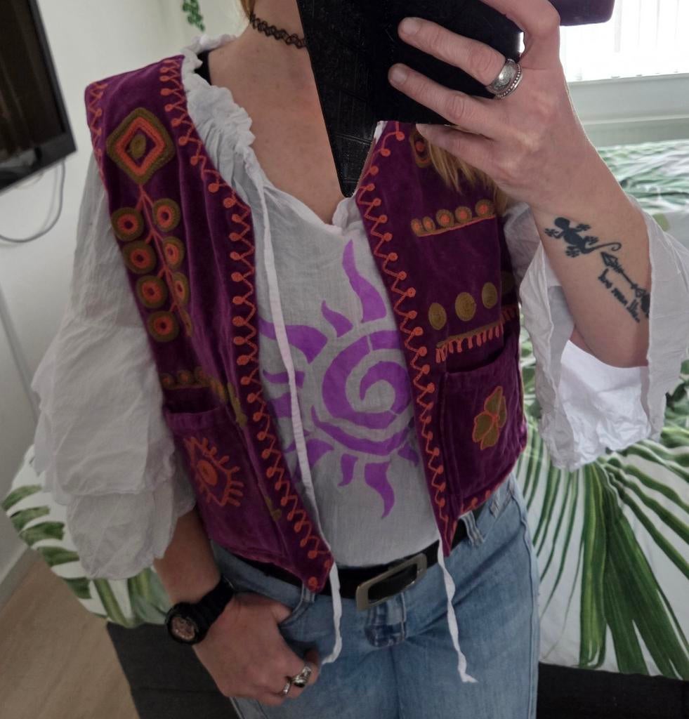 Waistcoat gilet boho ibiza met blouse NIEUW one size, Kleding | Dames, Bodywarmers, Verzenden, Nieuw, Maat 38/40 (M)