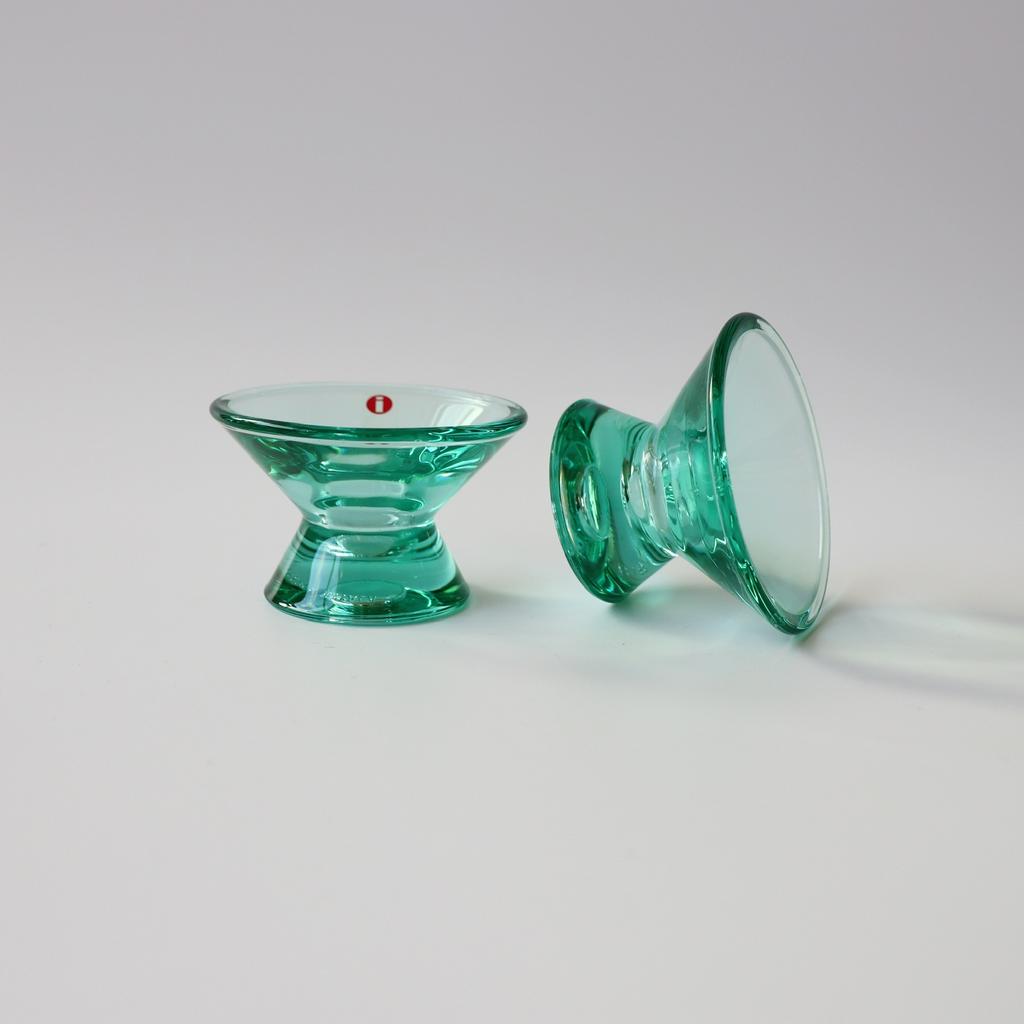 Iittala Kartio kandelaar glas turquoise - set van 2, Overige materialen, Ophalen of Verzenden, Zo goed als nieuw, X