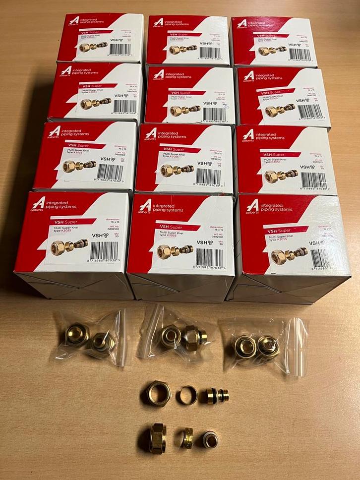 Partij VSH Multi Super Knel insert+ring+moer 16 x 15 mm knel, Doe-het-zelf en Verbouw, Sanitair, Nieuw, Overige typen, Koper, Ophalen of Verzenden