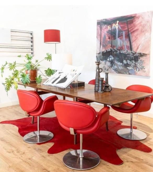 Pierre Paulin stoelen 4 stuks, Modern, Eigentijds, Gebruikt, Ophalen of Verzenden, Rood