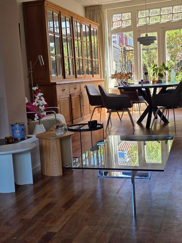 Tonelli salontafel - Glas en Chroom - Zeer goede staat, Huis en Inrichting, Ophalen, Zo goed als nieuw, Glas