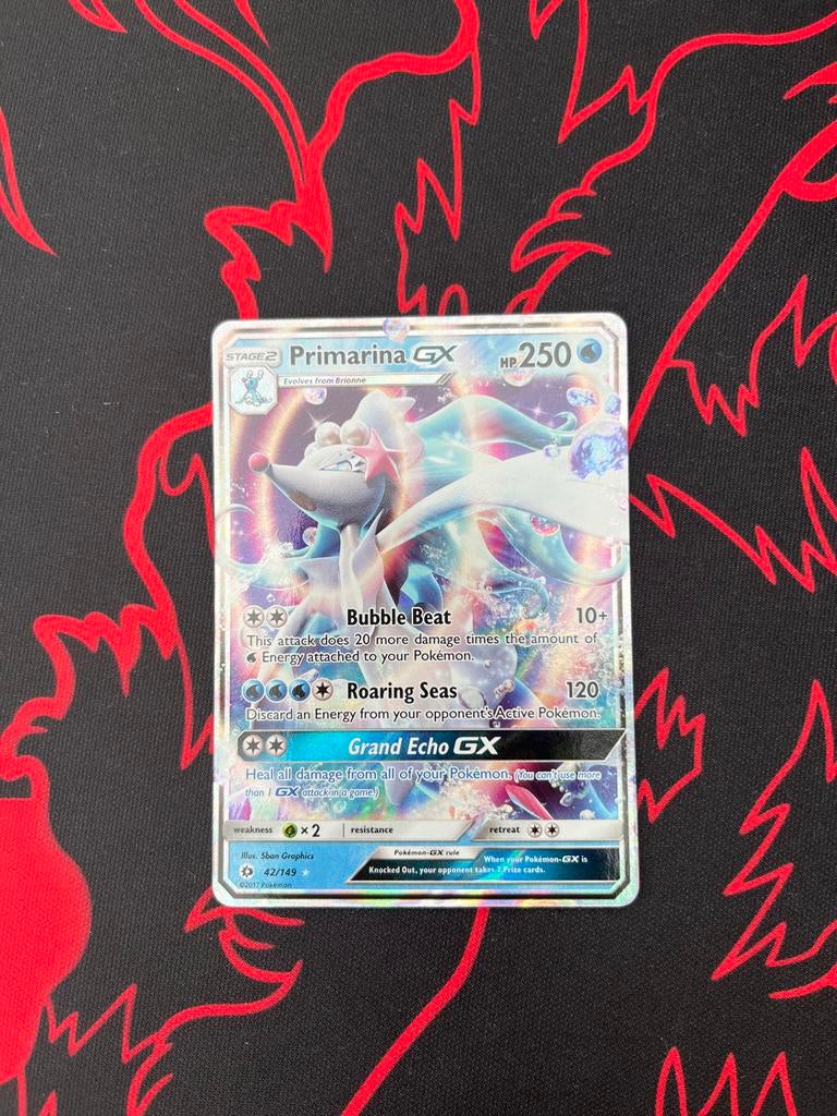 Primarina GX 42/149 Pokémon Kaart, Ophalen of Verzenden, Zo goed als nieuw, Losse kaart, Foil