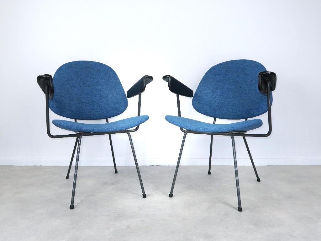 set armstoelen Gispen Kembo petrol blauw 50s 60s, Huis en Inrichting, Fauteuils, Ophalen, Gebruikt, -, Vintage