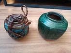 Twee oude, gedecoreerde gemberpotten, Antiek en Kunst, Ophalen of Verzenden