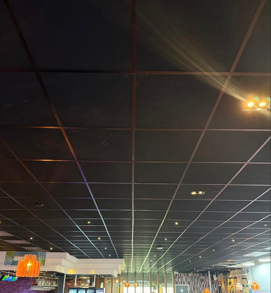 250m2 Zwart Systeemplafond - Compleet met frames, Ophalen, Gebruikt