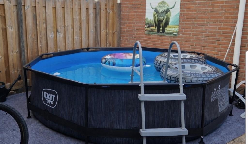 Exit black wood 300x76cm met trap & nieuwe pomp, Tuin en Terras, Ophalen, Minder dan 80 cm, Rond, 300 cm of meer