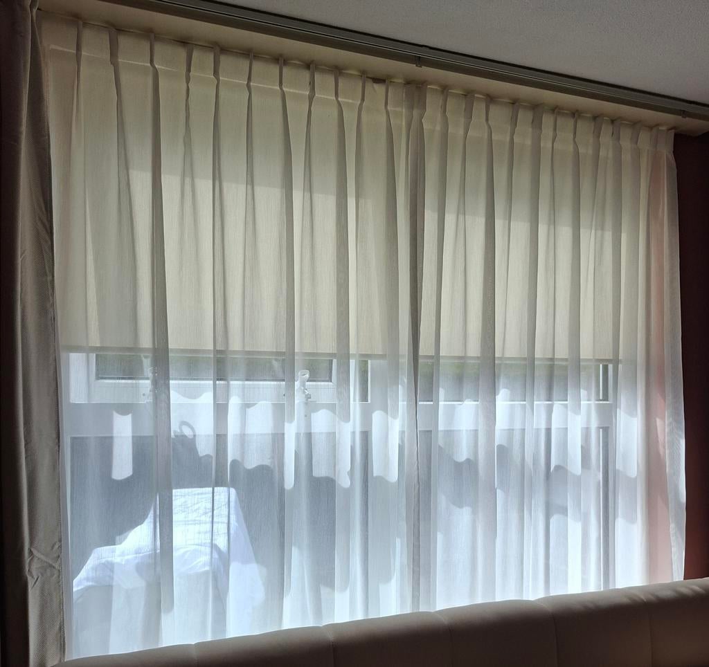 Op maat gemaakte vitrage / in between - 180/90x172cm, 150 tot 200 cm, Ophalen of Verzenden, Zo goed als nieuw, Crème