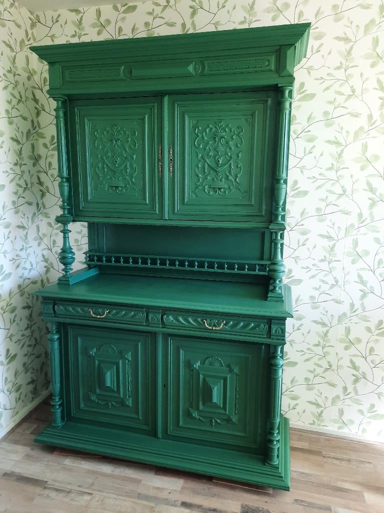 Antieke restylede pronkkast, Huis en Inrichting, Kasten | Dressoirs, Met deur(en), 150 tot 200 cm, Ophalen of Verzenden, Overige houtsoorten