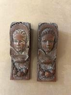 Antieke Jugendstil boekensteunen  ca.1900 massief hout, Ophalen of Verzenden