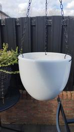 Wit porselein hangpot, Kunststof, Gebruikt, Minder dan 30 cm, Rond
