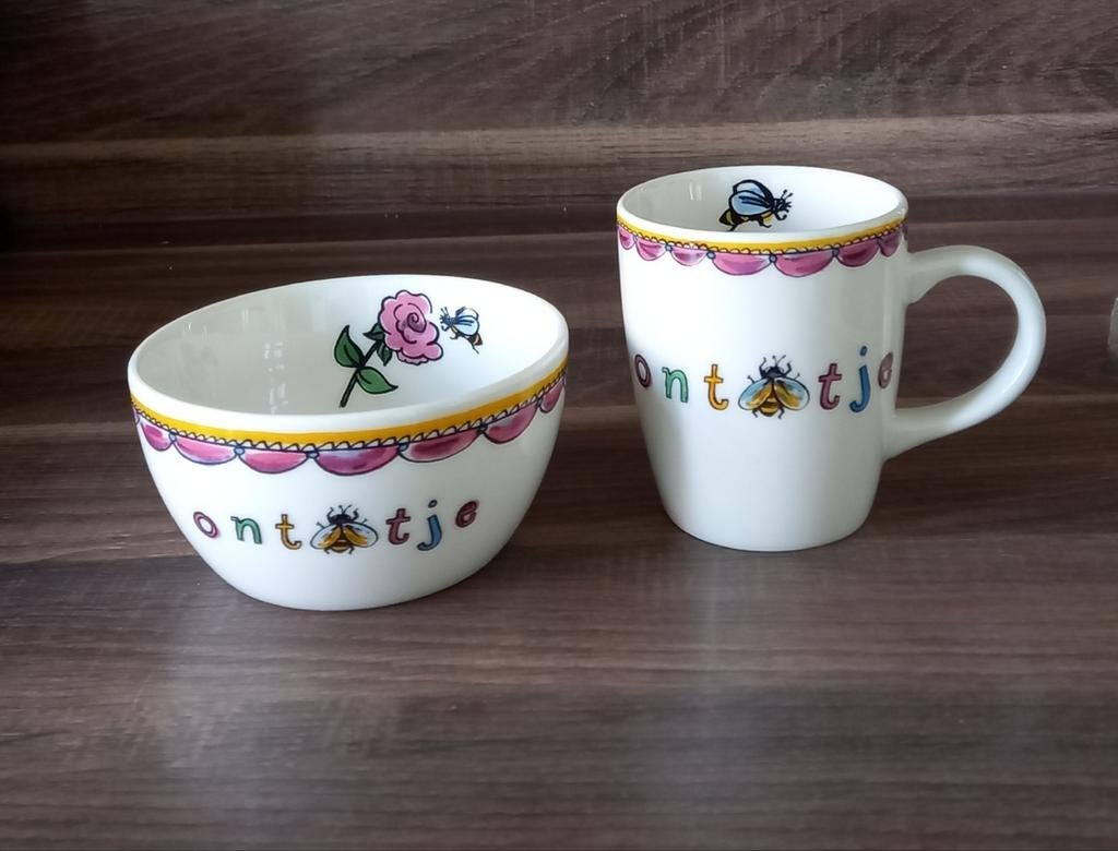 Beker en kommetje "ontbijtje" samen, Huis en Inrichting, Keuken | Servies, Nieuw, Kom(men), Overige stijlen, Keramiek, Ophalen of Verzenden