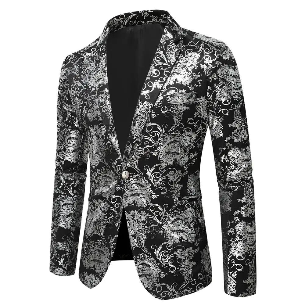 Barok zilveren zwarte heren blazer colbert paisley bloemen, Verzenden, Nieuw, Overige maten, Overige kleuren