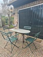 Gaaf Bistroset tuinset hardsteen gietijzer klapstoelen, Ophalen