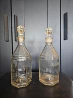 Prachtige Set van 2 Antieke Glazen Karaffen, Octonaal Design, Antiek en Kunst, Antiek | Glas en Kristal, Ophalen