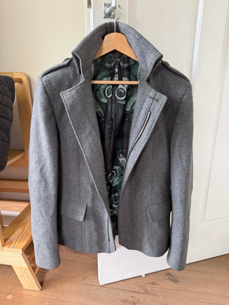 Hans Ubbink wollen herenjas - Maat 48, Ophalen of Verzenden, Zo goed als nieuw, Maat 48/50 (M), Grijs