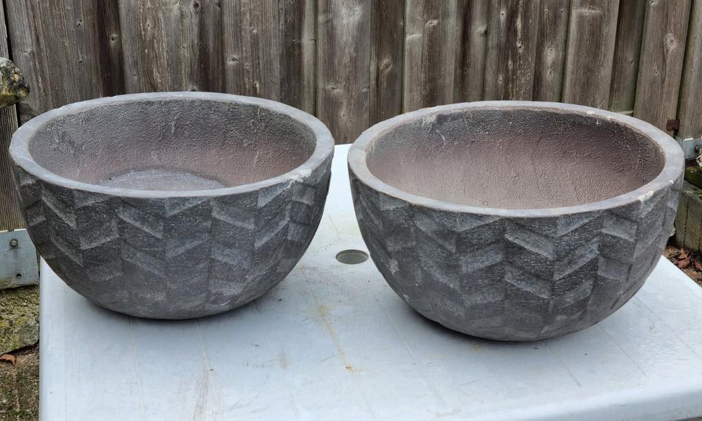 Plantenschaal   Dikwandig    Polystone ,    36 cm, Tuin en Terras, Bloempotten, Zo goed als nieuw, Steen, Balkon, Tuin, 25 tot 40 cm