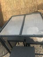 Moderne bartafel met 4 krukken - Zwart wicker, Ophalen, Zo goed als nieuw, Rechthoekig, Wicker