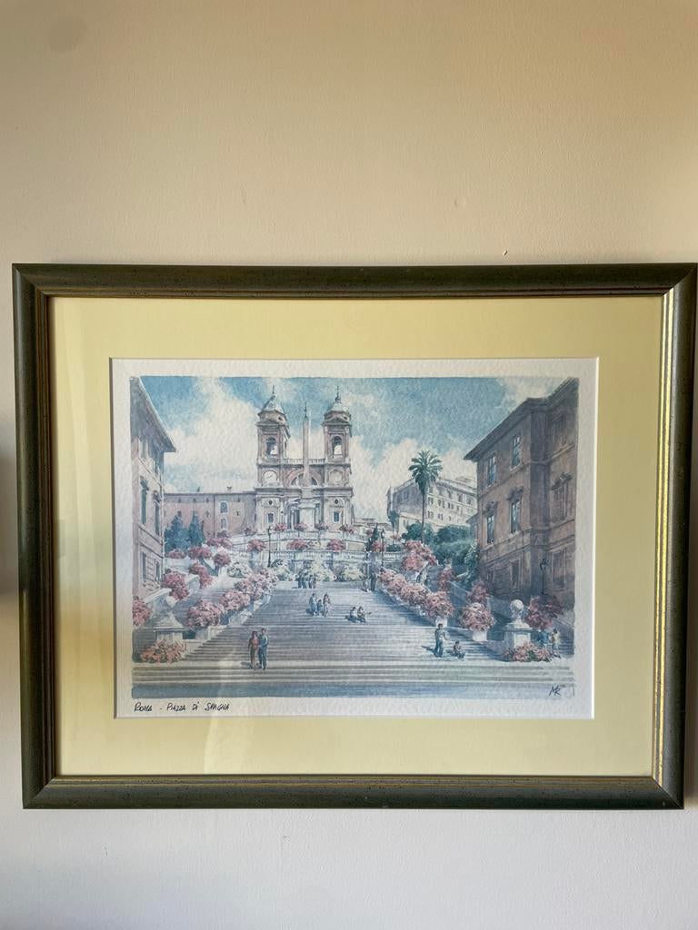 Aquarel schilderij, Antiek en Kunst, Kunst | Schilderijen | Klassiek, Ophalen of Verzenden