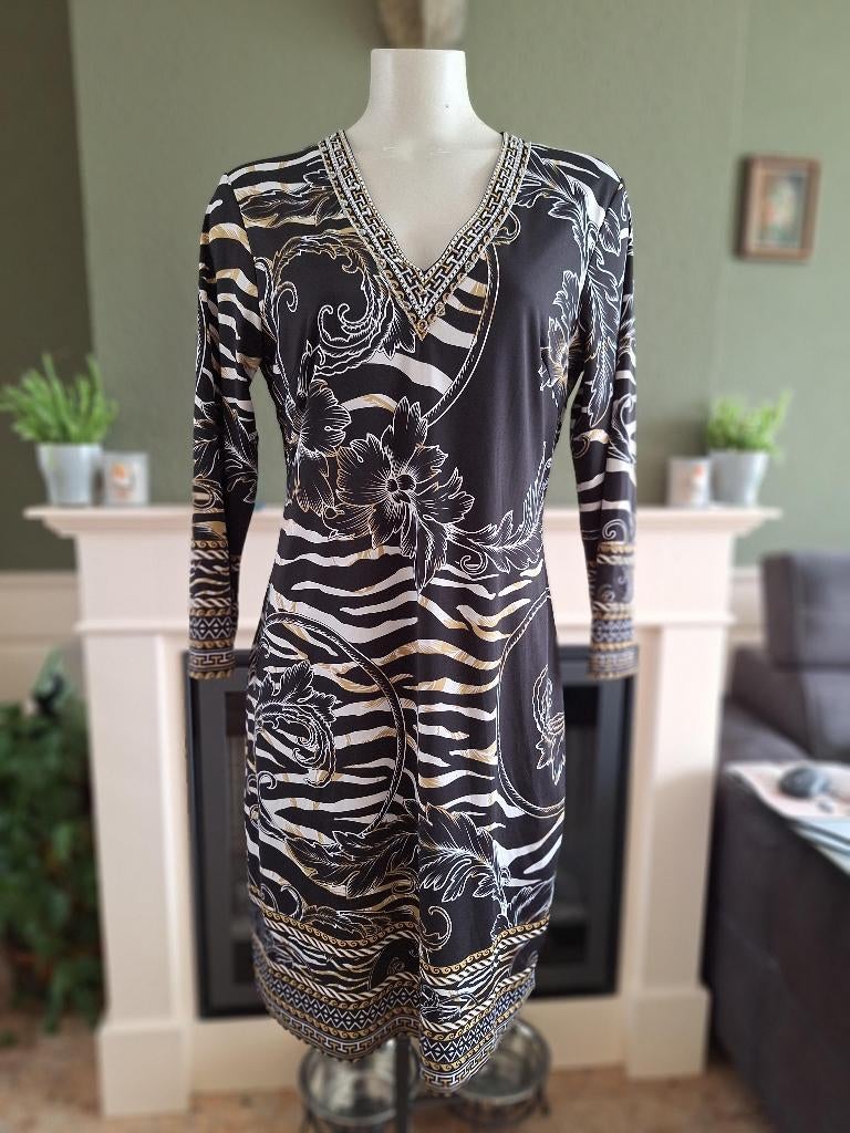 K-Design K Design zebra jurk M, K-design, Verzenden, Zwart, Maat 42/44 (L)