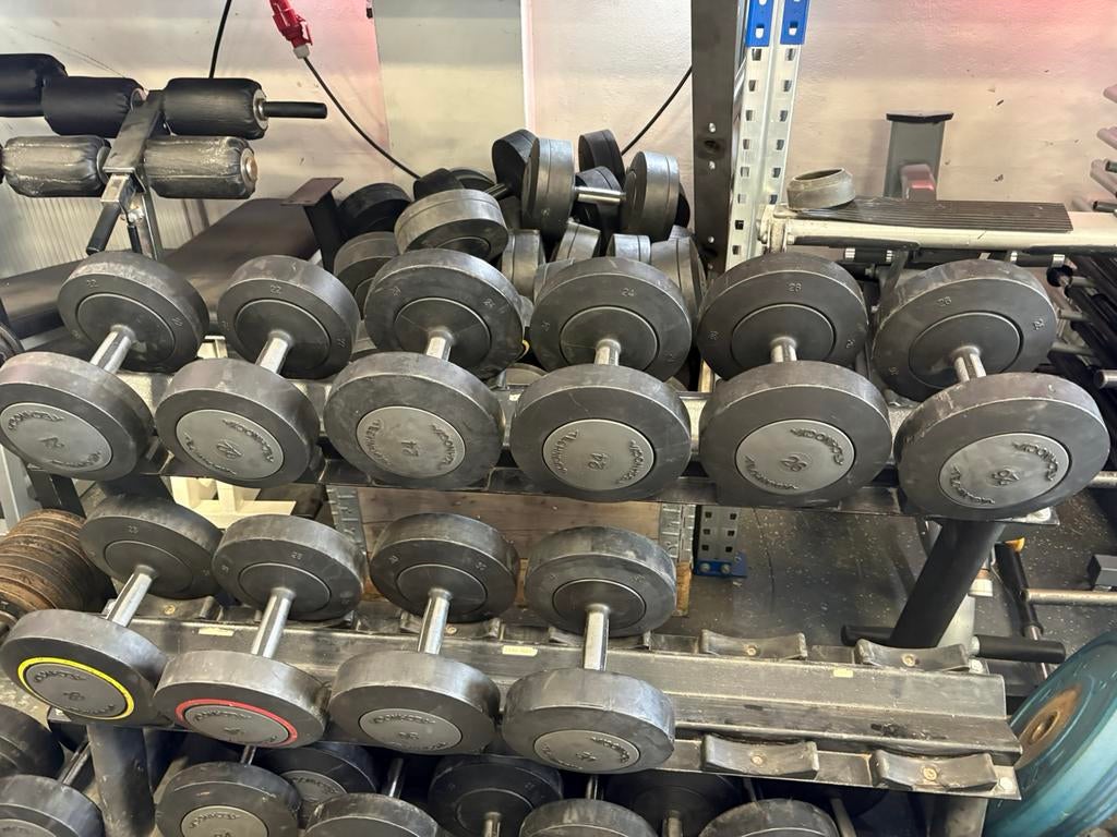 Technogym dumbbells 22-30 kg dumbbell set gewichten, Sport en Fitness, Fitnessmaterialen, Dumbbell, Gebruikt, Dumbbells, Gewichten