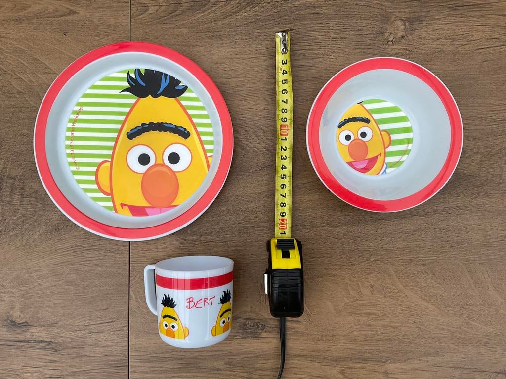 3 x nieuw zgan Bert servies van Bert en Ernie Sesamstraat, Verzamelen, Ophalen, Overige figuren, Nieuw, Gebruiksvoorwerp