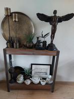 Uniek Stoere industriële sidetable wandtafel keukenblok, Ophalen, 25 tot 50 cm, Rechthoekig