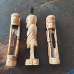 3 fraaie oude benen tribal beeldjes., Ophalen of Verzenden