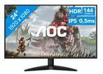 144Hz Gaming Monitor 24 inch – AOC – IPS – Full HD”, Computers en Software, Monitoren, Gaming, IPS, Kantelbaar, 101 t/m 150 Hz