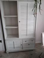 Witte kast met louvredeuren en lades, Ophalen of Verzenden, Gebruikt