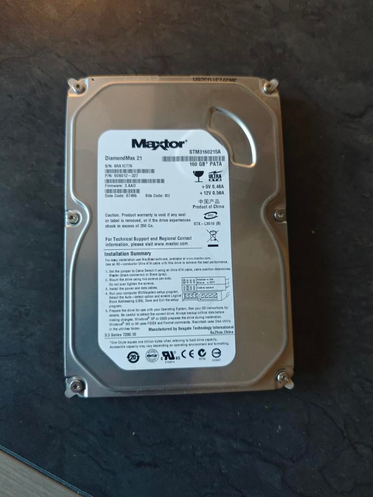 Maxtor DiamondMax 21 160GB PATA HDD, Maxtor, Intern, Gebruikt, PATA