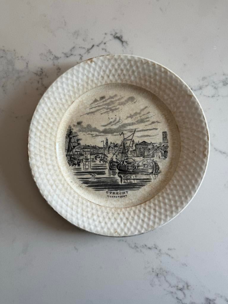 Antiek Petrus Regout Maastricht bord - Utrecht Waardpoort, Antiek en Kunst, Ophalen of Verzenden