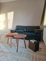 Mooie groene lederen bank met kussens