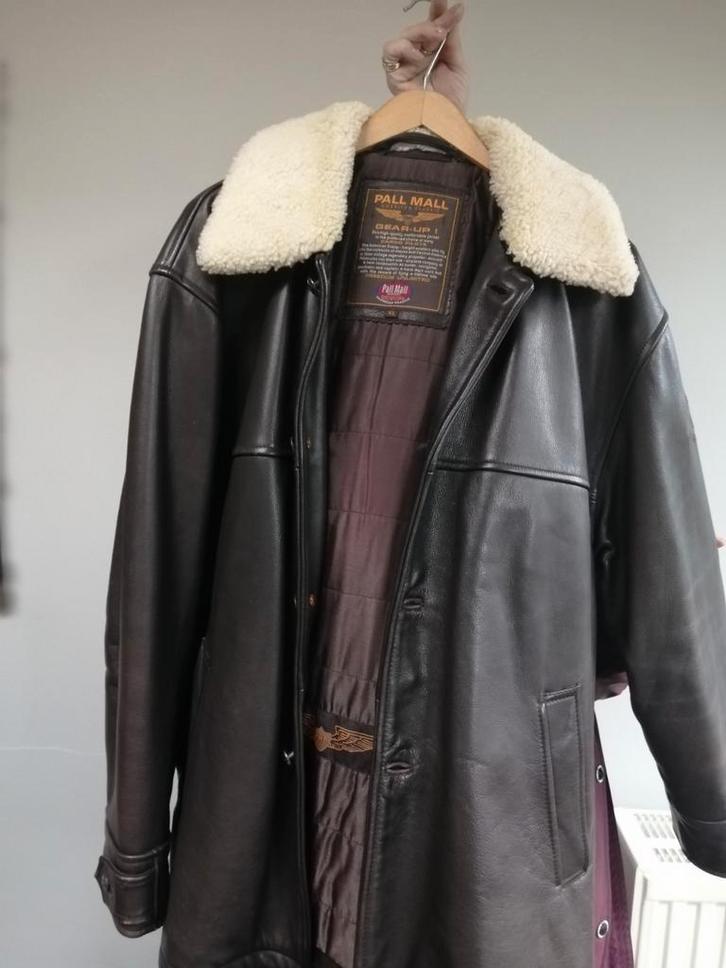 Pall Mall Leren Herenjas met Lamswollen Kraag, Kleding | Heren, Jassen | Winter, Zo goed als nieuw, Maat 56/58 (XL), Zwart, Ophalen of Verzenden