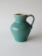 Aardewerk vintage kan handgedraaid turquoise (water)kan, Ophalen of Verzenden