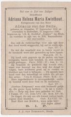 Adriana H. Kwisthout 1856 Ginneken + 1896 Rotterdam, 39 jr, Verzenden, Bidprentje
