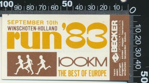 Sticker: Run 1983 - 100 Kilometer - Winschoten, Verzamelen, Stickers, Zo goed als nieuw, Bedrijf of Vereniging, Verzenden