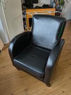 2x leren fauteuils, Ophalen, Gebruikt, 50 tot 75 cm, Hout