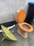 Vintage jaren 70 WC en wasbak set, Doe-het-zelf en Verbouw, Sanitair, Ophalen, Gebruikt, Chroom, Toilet